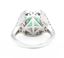 Load image into Gallery viewer, 4.65 Carats Natural Emerald and Diamond 14K Solid White Gold Ring