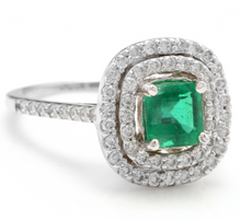 Load image into Gallery viewer, 2.00 Carats Natural Emerald and Diamond 14K Solid White Gold Ring