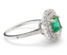 Load image into Gallery viewer, 2.00 Carats Natural Emerald and Diamond 14K Solid White Gold Ring