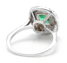 Load image into Gallery viewer, 2.00 Carats Natural Emerald and Diamond 14K Solid White Gold Ring