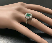 Load image into Gallery viewer, 2.00 Carats Natural Emerald and Diamond 14K Solid White Gold Ring