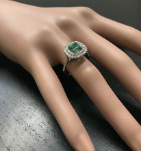 Load image into Gallery viewer, 2.00 Carats Natural Emerald and Diamond 14K Solid White Gold Ring