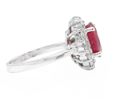 Load image into Gallery viewer, 5.00 Carats Impressive Red Ruby and Natural Diamond 14K White Gold Ring