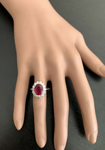 Load image into Gallery viewer, 5.00 Carats Impressive Red Ruby and Natural Diamond 14K White Gold Ring