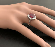 Load image into Gallery viewer, 5.00 Carats Impressive Red Ruby and Natural Diamond 14K White Gold Ring
