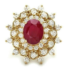 Load image into Gallery viewer, 6.00 Carats Natural Red Ruby and Diamond 14k Solid Yellow Gold Ring