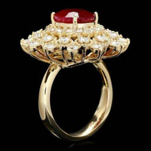 Load image into Gallery viewer, 6.00 Carats Natural Red Ruby and Diamond 14k Solid Yellow Gold Ring