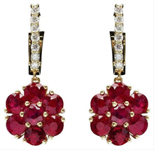 Load image into Gallery viewer, 6.55ct Ruby and Natural Diamond 14k Solid White Gold Earrings