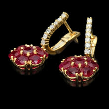 Load image into Gallery viewer, 6.55ct Ruby and Natural Diamond 14k Solid White Gold Earrings