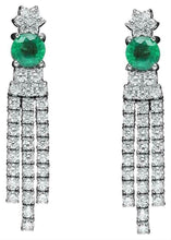 Load image into Gallery viewer, 4.60ct Natural Emerald and Diamond 14k Solid White Gold Earrings