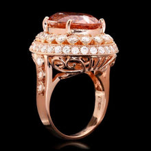 Load image into Gallery viewer, 11.30 Carats Natural Morganite and Diamond 14K Solid Rose Gold Ring