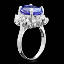 Load image into Gallery viewer, 7.50 Carats Natural Tanzanite and Diamond 14k Solid White Gold Ring