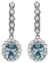 Load image into Gallery viewer, 5.00ct Natural Aquamarine and Diamond 14k Solid White Gold Earrings