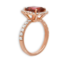 Load image into Gallery viewer, 3.00 Carats Natural Tourmaline and Diamond 14k Solid Rose Gold Ring