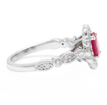 Load image into Gallery viewer, 1.60 Carats Natural Red Ruby and Diamond 14k Solid White Gold Ring