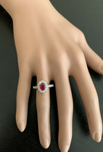 Load image into Gallery viewer, 1.60 Carats Natural Red Ruby and Diamond 14k Solid White Gold Ring