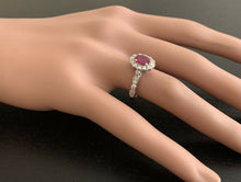 Load image into Gallery viewer, 1.60 Carats Natural Red Ruby and Diamond 14k Solid White Gold Ring