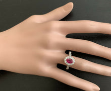 Load image into Gallery viewer, 1.60 Carats Natural Red Ruby and Diamond 14k Solid White Gold Ring