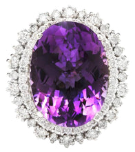 Load image into Gallery viewer, 17.52 Carats Natural Amethyst and Diamond 14K Solid White Gold Ring