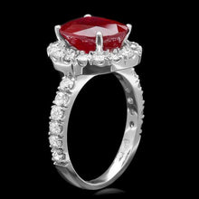 Load image into Gallery viewer, 6.10 Carats Natural Red Ruby and Diamond 14K Solid White Gold Ring