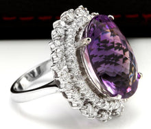 Load image into Gallery viewer, 17.52 Carats Natural Amethyst and Diamond 14K Solid White Gold Ring