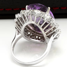 Load image into Gallery viewer, 17.52 Carats Natural Amethyst and Diamond 14K Solid White Gold Ring