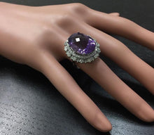 Load image into Gallery viewer, 17.52 Carats Natural Amethyst and Diamond 14K Solid White Gold Ring