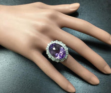 Load image into Gallery viewer, 17.52 Carats Natural Amethyst and Diamond 14K Solid White Gold Ring