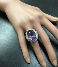 Load image into Gallery viewer, 17.52 Carats Natural Amethyst and Diamond 14K Solid White Gold Ring
