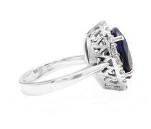 Load image into Gallery viewer, 8.80 Carats Natural Sapphire and Diamond 14k Solid White Gold Ring