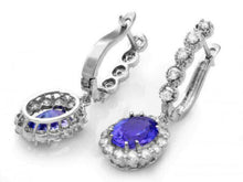 Load image into Gallery viewer, 5.25ct Natural Tanzanite and Diamond 18k Solid White Gold Earrings
