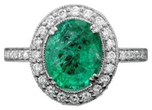Load image into Gallery viewer, 2.70 Carats Natural Emerald and Diamond 14K Solid White Gold Ring