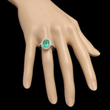 Load image into Gallery viewer, 2.70 Carats Natural Emerald and Diamond 14K Solid White Gold Ring