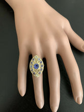 Load image into Gallery viewer, 2.44 Carats Natural Tanzanite and Diamond 14k Solid Yellow Gold Ring