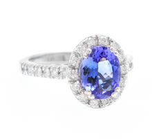 Load image into Gallery viewer, 3.00 Carats Natural Tanzanite and Diamond 14k Solid White Gold Ring
