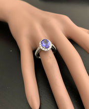 Load image into Gallery viewer, 3.00 Carats Natural Tanzanite and Diamond 14k Solid White Gold Ring