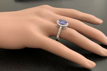 Load image into Gallery viewer, 3.00 Carats Natural Tanzanite and Diamond 14k Solid White Gold Ring