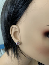Load image into Gallery viewer, 1.65ct Natural Tourmaline and Diamond 14k Solid White Gold Earrings