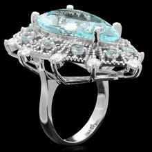Load image into Gallery viewer, 12.20 Carats Natural Aquamarine and Diamond 14K Solid White Gold Ring