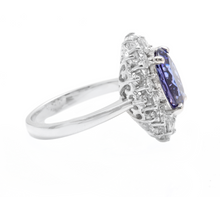 Load image into Gallery viewer, 5.70 Carats Natural Tanzanite and Diamond 14k Solid White Gold Ring