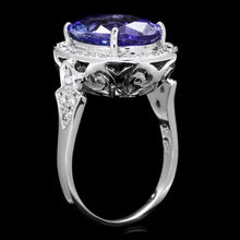 Load image into Gallery viewer, 7.40 Carats Natural Tanzanite and Diamond 14K Solid White Gold Ring