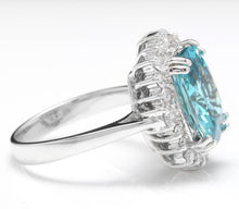 Load image into Gallery viewer, 6.75 Carats Natural Very Nice Looking Zircon and Diamond 14K Solid White Gold Ring