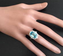 Load image into Gallery viewer, 6.75 Carats Natural Very Nice Looking Zircon and Diamond 14K Solid White Gold Ring