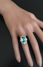 Load image into Gallery viewer, 6.75 Carats Natural Very Nice Looking Zircon and Diamond 14K Solid White Gold Ring