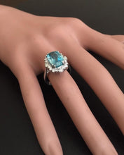 Load image into Gallery viewer, 6.75 Carats Natural Very Nice Looking Zircon and Diamond 14K Solid White Gold Ring