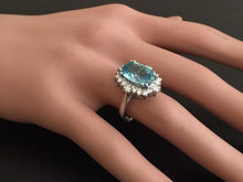 Load image into Gallery viewer, 6.75 Carats Natural Very Nice Looking Zircon and Diamond 14K Solid White Gold Ring