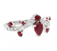 Load image into Gallery viewer, 1.30 Carats Natural Red Ruby and Diamond 14k Solid White Gold Ring