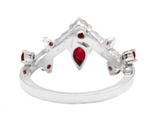 Load image into Gallery viewer, 1.30 Carats Natural Red Ruby and Diamond 14k Solid White Gold Ring
