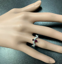 Load image into Gallery viewer, 1.30 Carats Natural Red Ruby and Diamond 14k Solid White Gold Ring