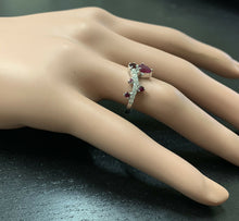 Load image into Gallery viewer, 1.30 Carats Natural Red Ruby and Diamond 14k Solid White Gold Ring